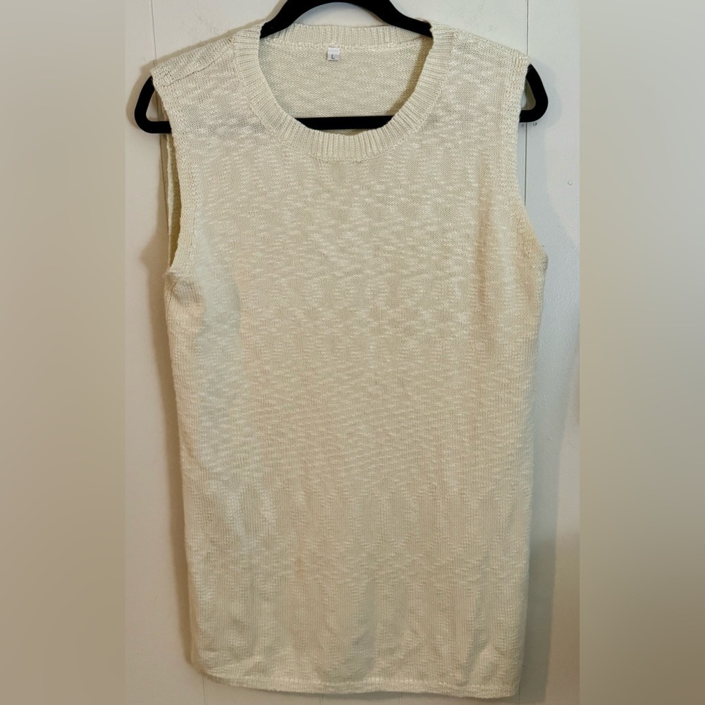 Sleeveless Side Slit Long Tunic Top, Size L